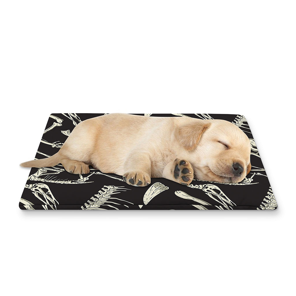 Monochrome Dinosaur Fossil Pattern Print Pet Cooling Mat Cover