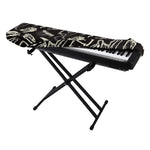 Monochrome Dinosaur Fossil Pattern Print Piano Keyboard Cover