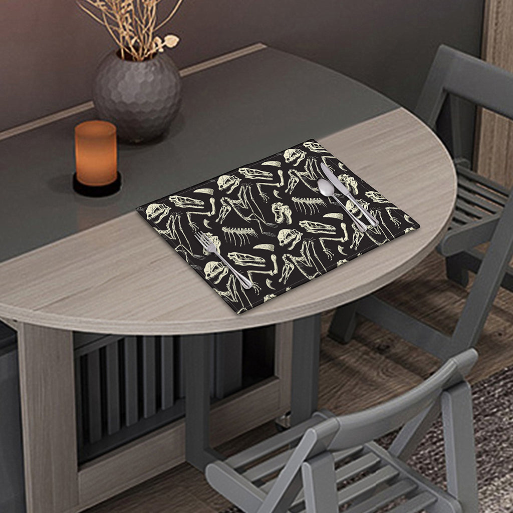 Monochrome Dinosaur Fossil Pattern Print Placemat