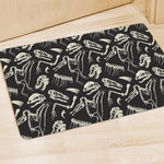 Monochrome Dinosaur Fossil Pattern Print Polyester Doormat