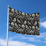 Monochrome Dinosaur Fossil Pattern Print Polyester Flag