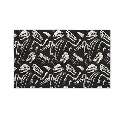 Monochrome Dinosaur Fossil Pattern Print Polyester Flag