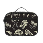 Monochrome Dinosaur Fossil Pattern Print Portable Lunch Bag