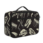 Monochrome Dinosaur Fossil Pattern Print Portable Lunch Bag