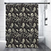 Monochrome Dinosaur Fossil Pattern Print Premium Shower Curtain