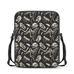 Monochrome Dinosaur Fossil Pattern Print Rectangular Crossbody Bag