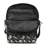 Monochrome Dinosaur Fossil Pattern Print Rectangular Crossbody Bag