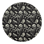 Monochrome Dinosaur Fossil Pattern Print Round Blanket