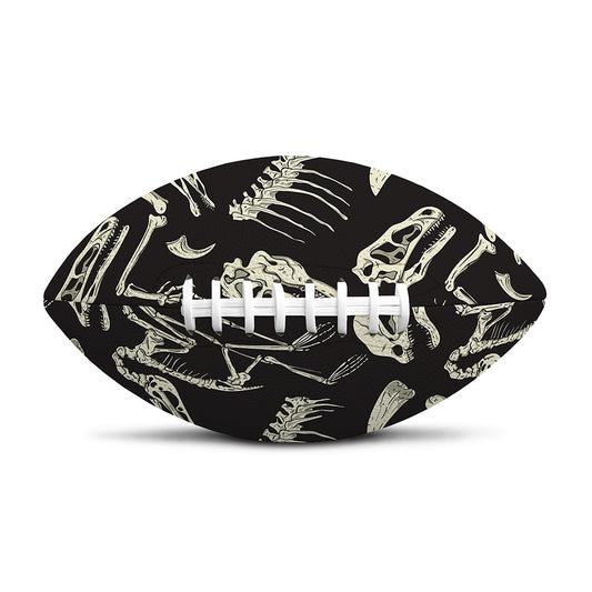 Monochrome Dinosaur Fossil Pattern Print Rugby Ball