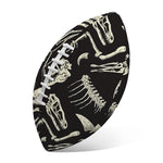 Monochrome Dinosaur Fossil Pattern Print Rugby Ball