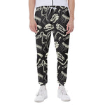 Monochrome Dinosaur Fossil Pattern Print Scuba Joggers