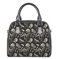 Monochrome Dinosaur Fossil Pattern Print Shoulder Handbag