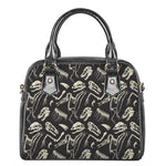 Monochrome Dinosaur Fossil Pattern Print Shoulder Handbag