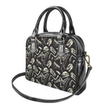 Monochrome Dinosaur Fossil Pattern Print Shoulder Handbag