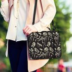 Monochrome Dinosaur Fossil Pattern Print Shoulder Strap Bible Bag