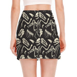 Monochrome Dinosaur Fossil Pattern Print Side Slit Mini Skirt