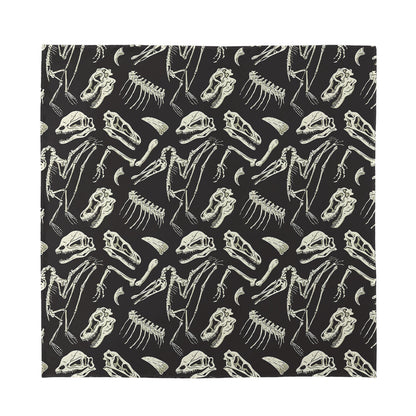 Monochrome Dinosaur Fossil Pattern Print Silk Bandana