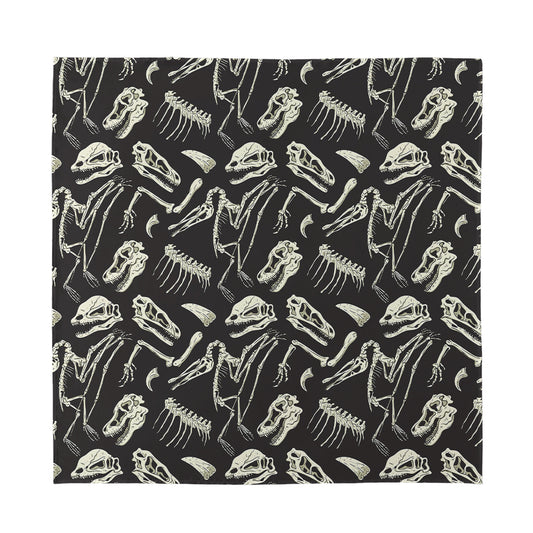 Monochrome Dinosaur Fossil Pattern Print Silk Bandana
