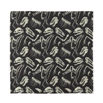 Monochrome Dinosaur Fossil Pattern Print Silk Bandana