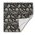 Monochrome Dinosaur Fossil Pattern Print Silk Bandana