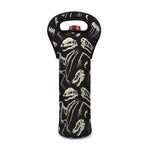 Monochrome Dinosaur Fossil Pattern Print Single Neoprene Wine Tote