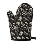 Monochrome Dinosaur Fossil Pattern Print Single Oven Mitt