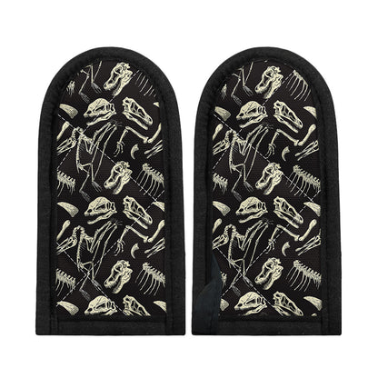 Monochrome Dinosaur Fossil Pattern Print Skillet Handle Cover