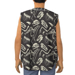 Monochrome Dinosaur Fossil Pattern Print Sleeveless Baseball Jersey