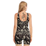 Monochrome Dinosaur Fossil Pattern Print Sleeveless One Piece Swimsuit