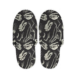 Monochrome Dinosaur Fossil Pattern Print Slippers