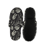 Monochrome Dinosaur Fossil Pattern Print Slippers