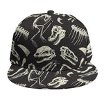 Monochrome Dinosaur Fossil Pattern Print Snapback Cap