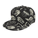 Monochrome Dinosaur Fossil Pattern Print Snapback Cap