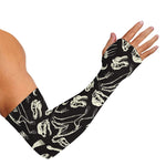 Monochrome Dinosaur Fossil Pattern Print Sun Protection Arm Sleeves