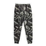 Monochrome Dinosaur Fossil Pattern Print Sweatpants