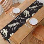 Monochrome Dinosaur Fossil Pattern Print Table Runner