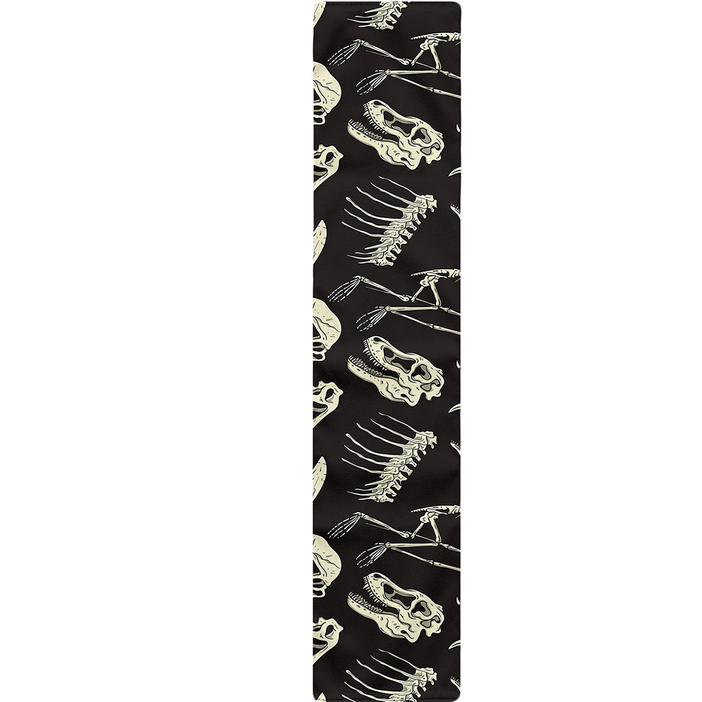 Monochrome Dinosaur Fossil Pattern Print Table Runner