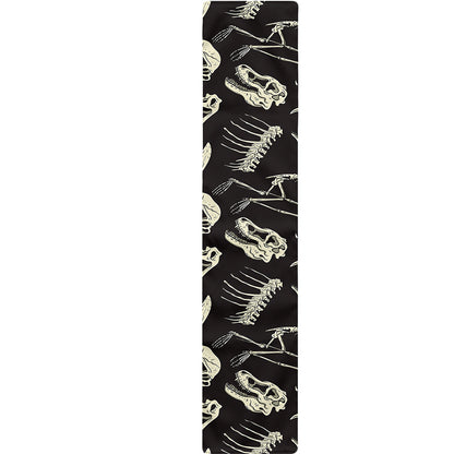 Monochrome Dinosaur Fossil Pattern Print Table Runner