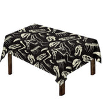 Monochrome Dinosaur Fossil Pattern Print Tablecloth