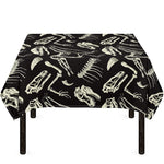 Monochrome Dinosaur Fossil Pattern Print Tablecloth