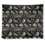 Monochrome Dinosaur Fossil Pattern Print Tapestry