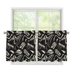 Monochrome Dinosaur Fossil Pattern Print Tier Curtains