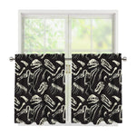 Monochrome Dinosaur Fossil Pattern Print Tier Curtains