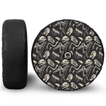 Monochrome Dinosaur Fossil Pattern Print Tire Cover With Camera Hole