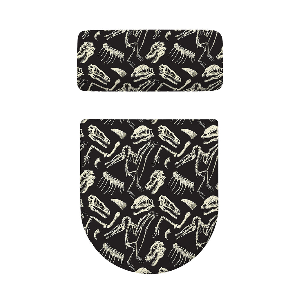 Monochrome Dinosaur Fossil Pattern Print Toilet Lid And Tank Cover Set