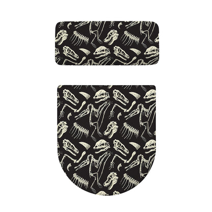 Monochrome Dinosaur Fossil Pattern Print Toilet Lid And Tank Cover Set