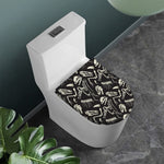 Monochrome Dinosaur Fossil Pattern Print Toilet Lid Cover