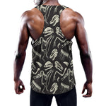 Monochrome Dinosaur Fossil Pattern Print Training Tank Top