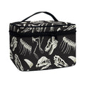 Monochrome Dinosaur Fossil Pattern Print Travel Makeup Bag