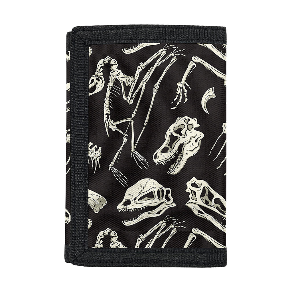 Monochrome Dinosaur Fossil Pattern Print Trifold Wallet